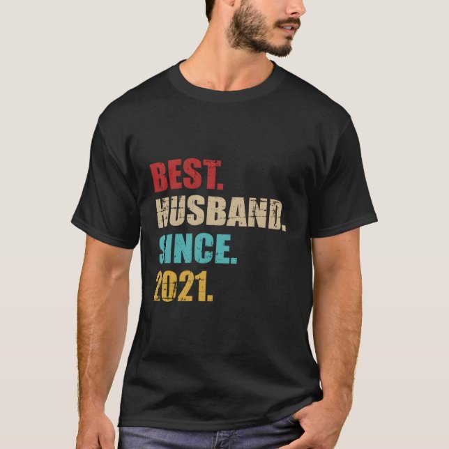 Camiseta Melhor Marido Desde 2021 Para Anniversar De Casame (Frente)