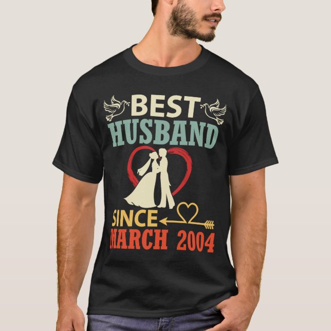 Camiseta Melhor Marido Desde Março De 2004 Casado 19 Y (Frente)