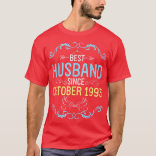 Camiseta Melhor Marido Desde Outubro De 1993 Feliz Casament