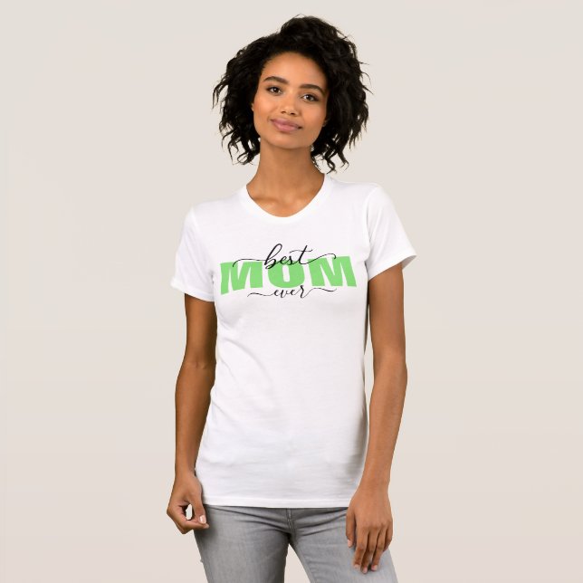 Camiseta Melhor MOM de sempre, Verde, Nomes de Crianças (Frente Completa)