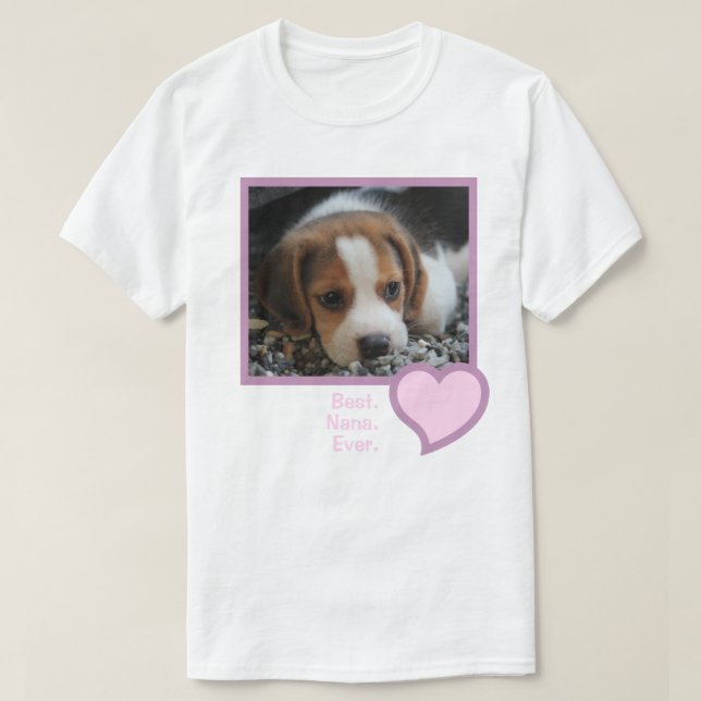 Camiseta Melhor Nana Alguma Vez Rosa Pet Dog Foto De Cachor (Frente do Design)