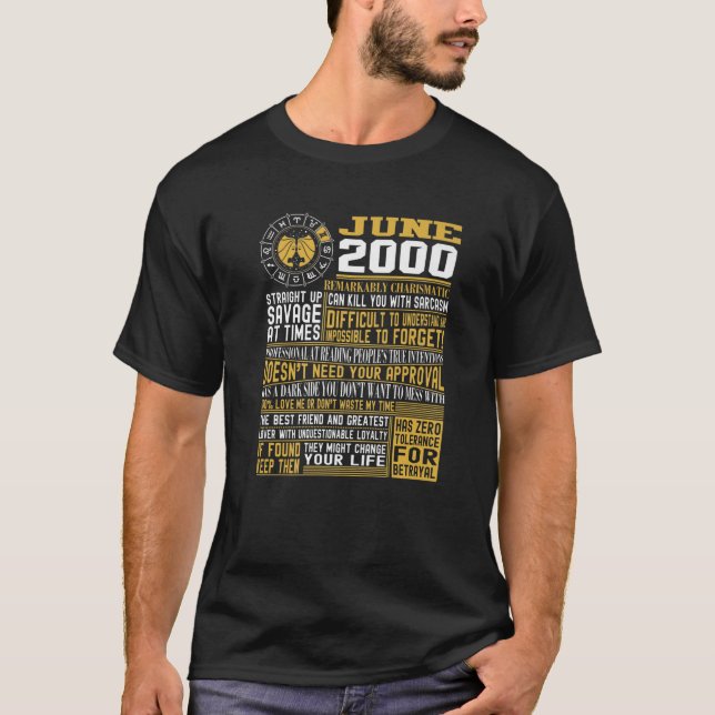 Camiseta Melhor Nascer de junho de 2000 Gemini Zodiac - Sin (Frente)