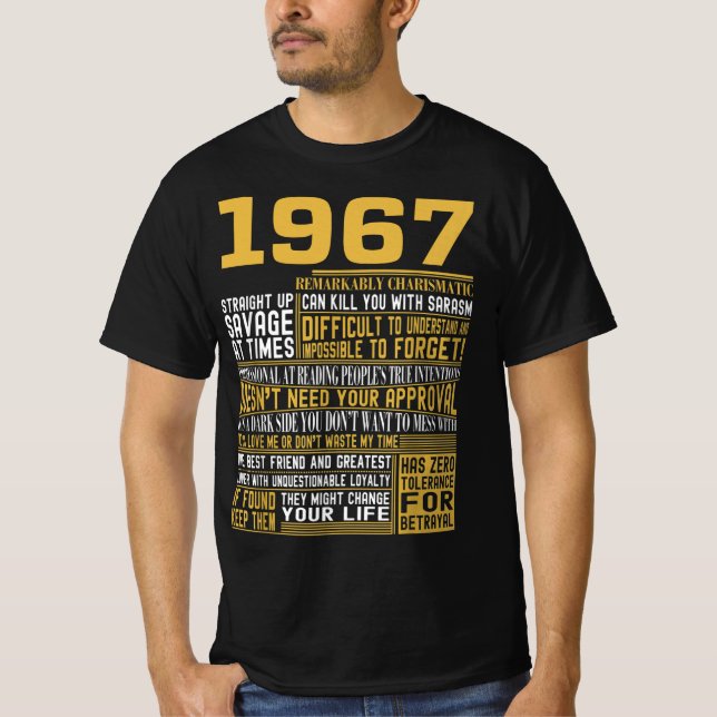 Camiseta Melhor Nascer em 1967 Facts for Mens, Womens, Bday (Frente)