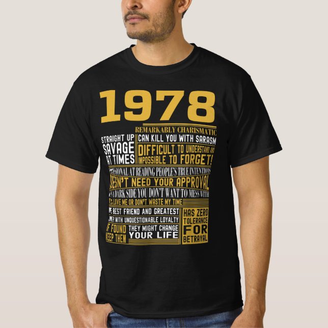 Camiseta Melhor Nascer em 1978 Facts for Mens, Womens, Bday (Frente)