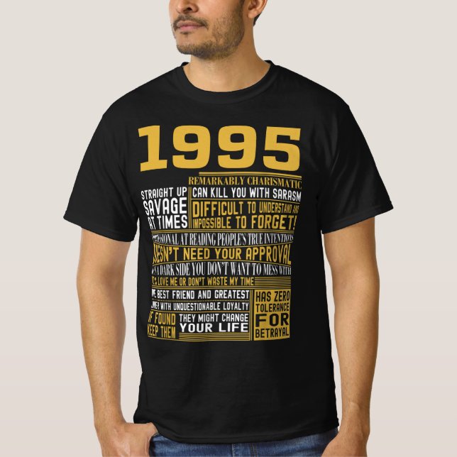 Camiseta Melhor Nascer em 1995 Facts for Mens, Womens, Bday (Frente)