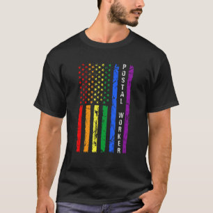 Camiseta Melhor Operário Postal LGBT da bandeira Americana