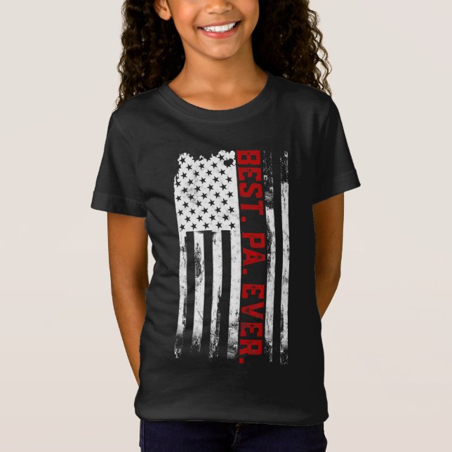 Camiseta Melhor Pa Ever Americano Bandeira do Dia dos Pais (Frente)
