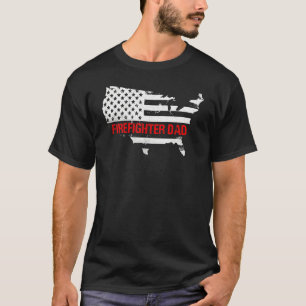 Camiseta Melhor Pai Bombeiro Americano Bandeira EUA Dia dos