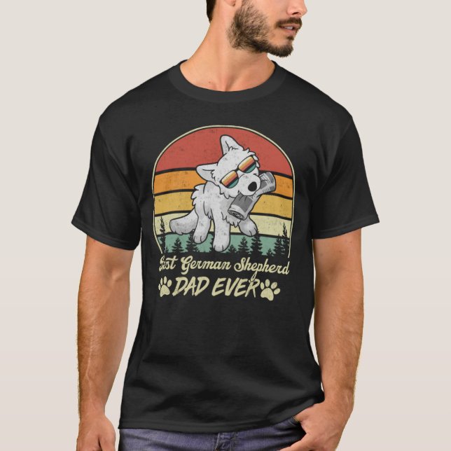 Camiseta Melhor Pai Branco Alguma Vez German shepherd De Ca (Frente)