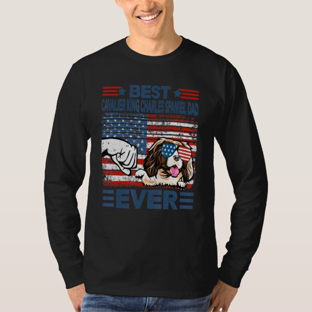 Camiseta Melhor Pai Cavaleiro Rei Charles Spaniel Nunca Ame (Frente)