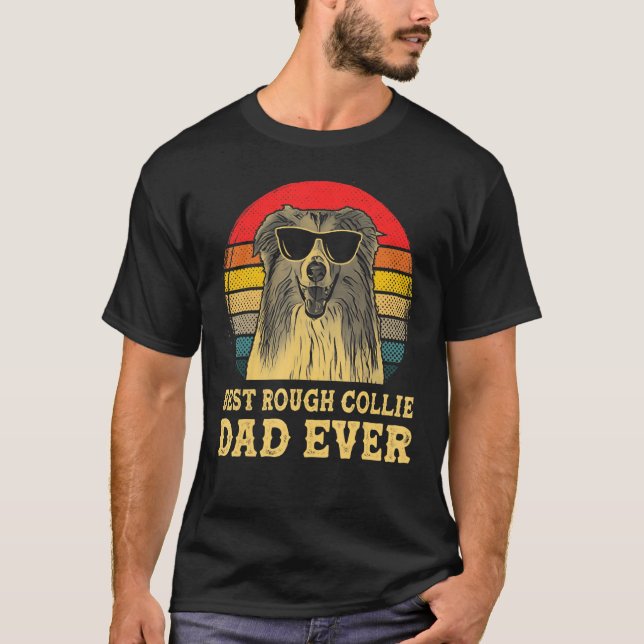 Camiseta Melhor Pai Collie Rough Alguma Vez Cachorro Retro (Frente)