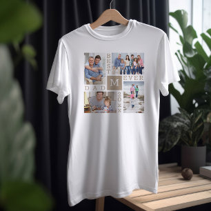 Camiseta Melhor Pai de 4 Fotos e Ano Branco Beige
