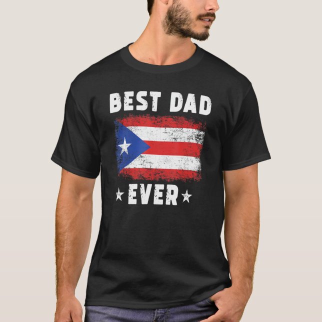 Camiseta Melhor Pai De Bandeira De Porto Rico (Frente)