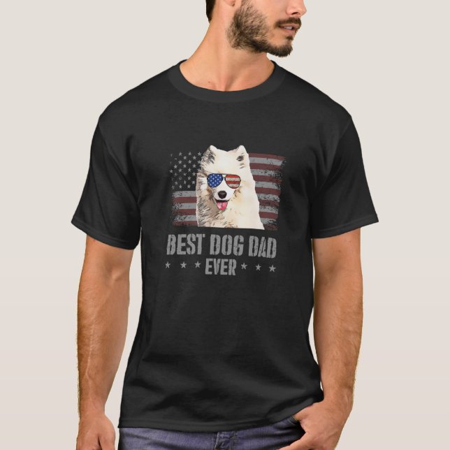 Camiseta Melhor Pai De Cachorro Alguma Vez Retro USA Flag A (Frente)