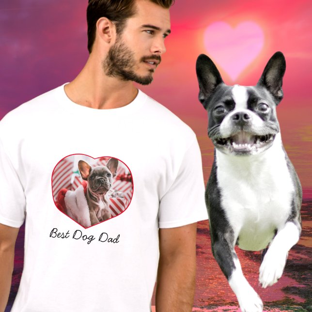 Camiseta Melhor Pai de Cachorro, coração personalizado. Cam (Criador carregado)