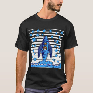 Camiseta Melhor Pai de Cachorro da Galáxia Foguete Espacial