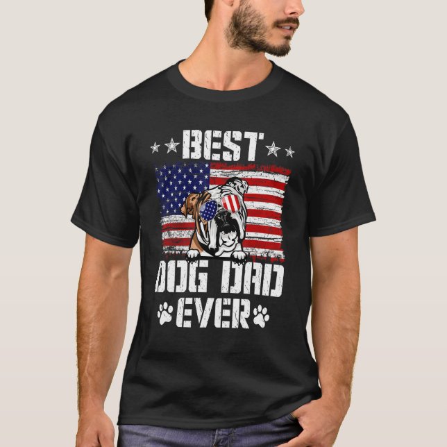 Camiseta Melhor Pai De Cachorro Ever English Buldog America (Frente)