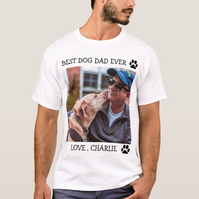Camiseta Melhor Pai De Cachorro Foto Personalizada T-Shi De (Frente)