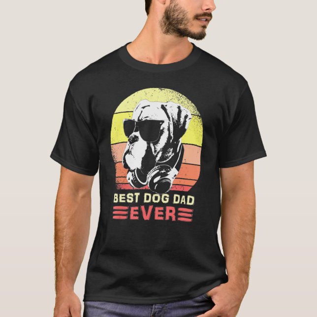 Camiseta Melhor Pai De Cachorro Nunca Óculos E Fones de ouv (Frente)