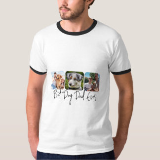 Camiseta Melhor Pai De Cães - Colagem Personalizada De 3 Fo
