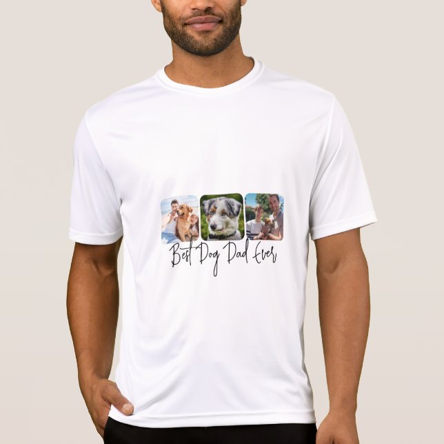 Camiseta Melhor Pai De Cães - Colagem Personalizada De 3 Fo (Frente)