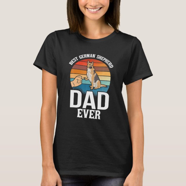 Camiseta Melhor Pai De Cão Alguma Vez German shepherd Retro (Frente)