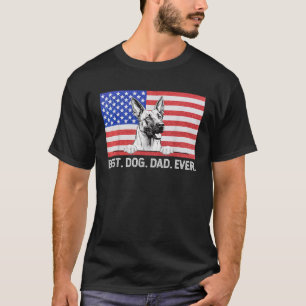 Camiseta Melhor Pai De Cão De Bandeira Americana Malinois B
