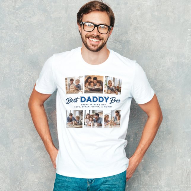 Camiseta Melhor Pai de Colagem de Fotografias do Dia de os  (Superhero Dad: Best Daddy Ever!)