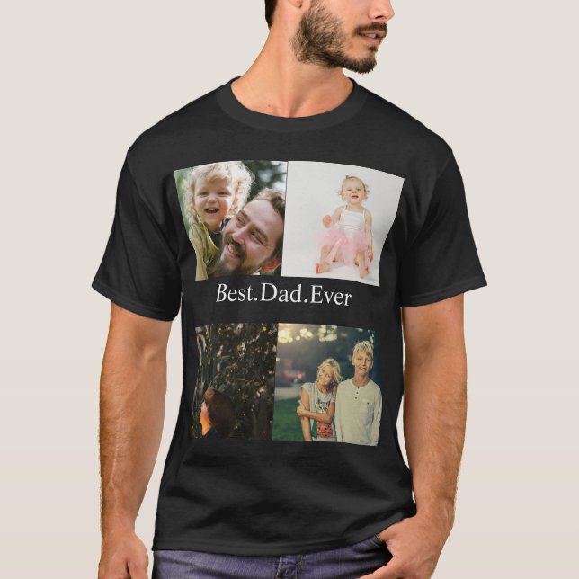 Camiseta Melhor Pai de Colagem de Fotografias Personalizado (Frente)