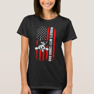 Camiseta Melhor Pai de Corgi do Mundo Bandeira Americana Vi