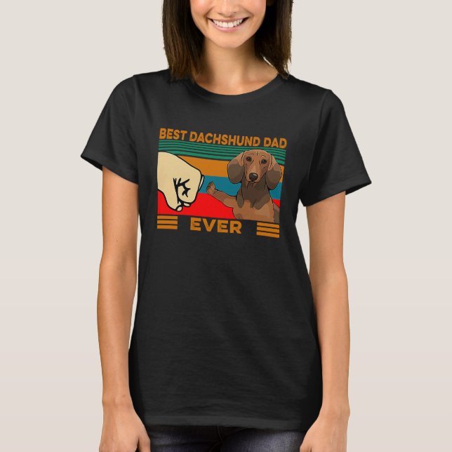 Camiseta Melhor Pai De Dachshund Da Fist Bump (Frente)