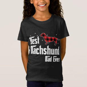 Camiseta Melhor Pai De Dachshund De Natal De Xadrez Vermelh