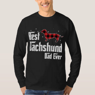 Camiseta Melhor Pai De Dachshund De Natal De Xadrez Vermelh