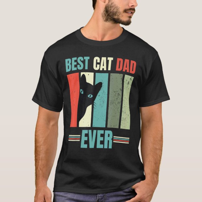 Camiseta Melhor Pai de Gato Alguma Vez Retroativo Gráfico d (Frente)