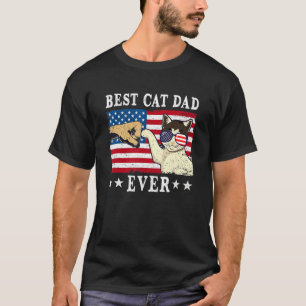 Camiseta Melhor Pai de Gato de Alguma Vez Cat American Flag