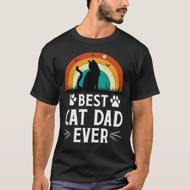 Camiseta Melhor Pai De Gato De Arte Digital (Frente)