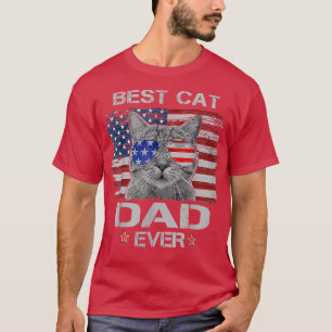 Camiseta Melhor Pai De Gato De Bandeira Americana Patriótic
