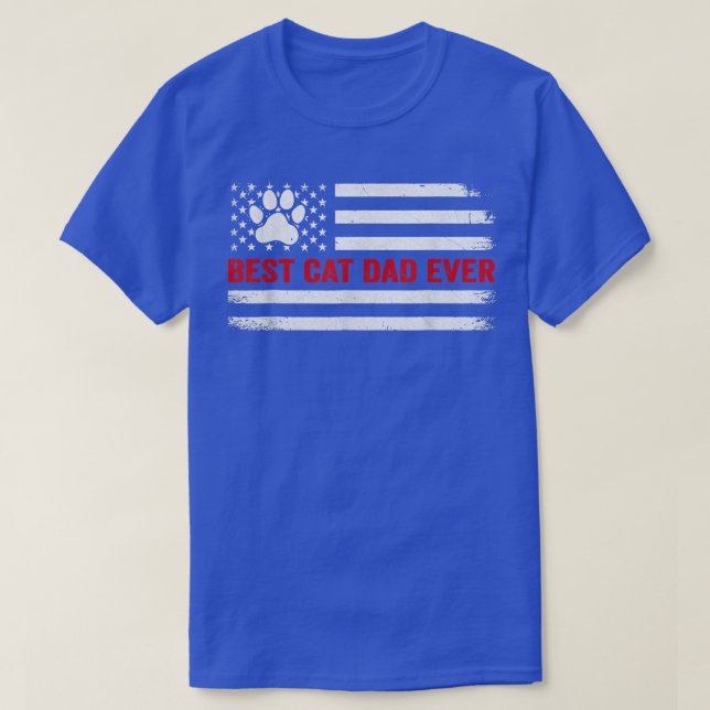 Camiseta Melhor Pai De Gato De Bandeira Americana Que Sobe  (Frente do Design)