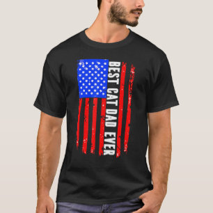 Camiseta Melhor Pai De Gato De Bandeira Dos Eua Pai 4 De Ju