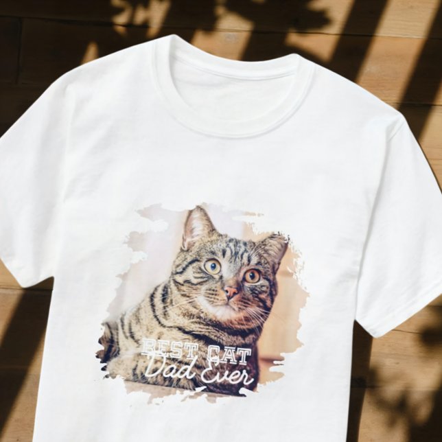 Camiseta Melhor Pai De Gato De Foto Legal De Grunge Moderno (Criador carregado)