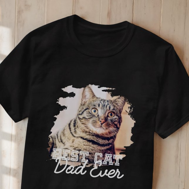 Camiseta Melhor Pai De Gato De Foto Legal De Grunge Moderno (Criador carregado)