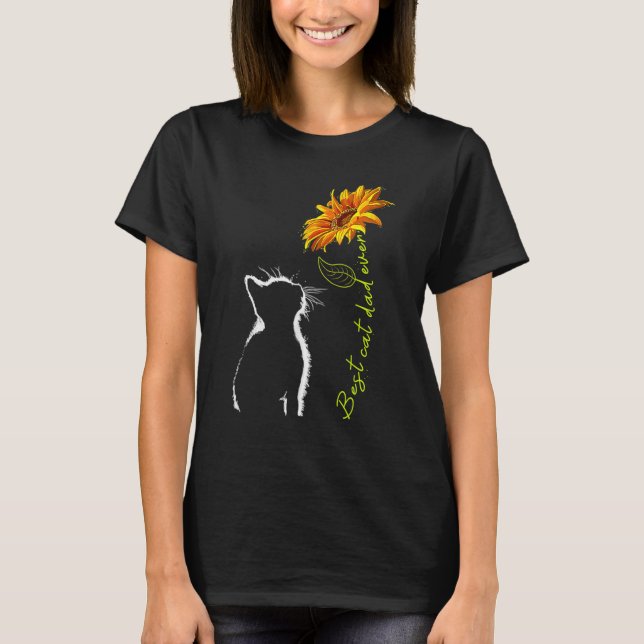 Camiseta Melhor Pai De Gato De Girassol Sempre Gato Bonito  (Frente)
