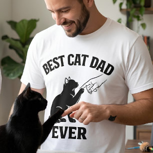 Camiseta Melhor Pai de Gato de Todos Preto e Toque de Dedo 