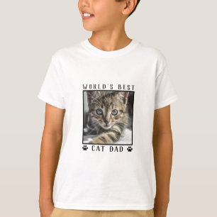 Camiseta Melhor Pai de Gato do Mundo Foto de Gato Pegadas