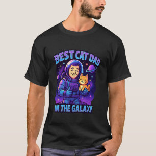 Camiseta Melhor Pai de Gato Galáxia Astronauta Espacial Eng