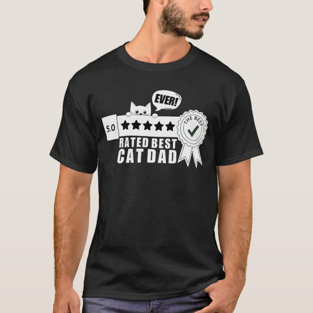 Camiseta Melhor Pai De Gato Pai De Proprietário De Gato Eng (Frente)