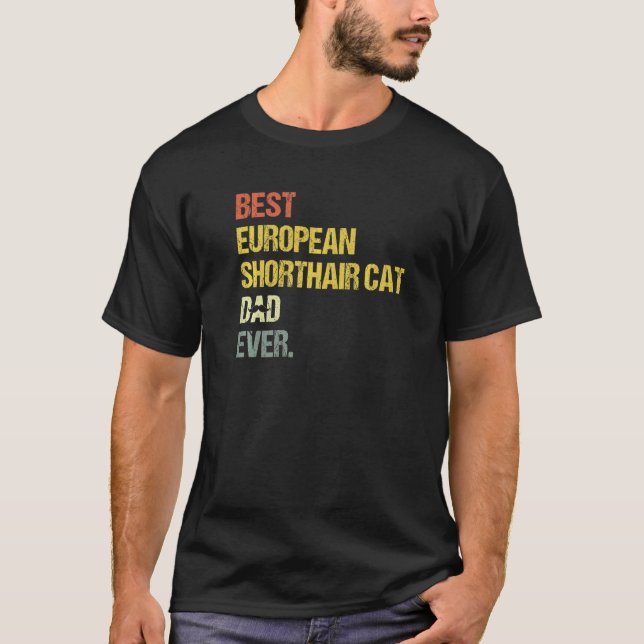 Camiseta Melhor Pai de Gatos de Ar Curto Europeu (Frente)