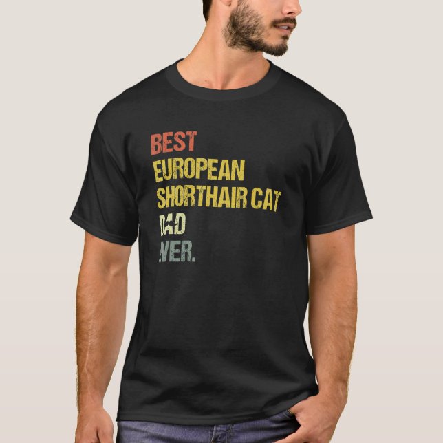 Camiseta Melhor Pai de Gatos de Ar Curto Europeu (Frente)