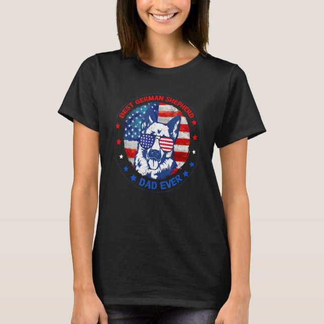 Camiseta Melhor Pai De German shepherd Alguma Vez Americano (Frente)