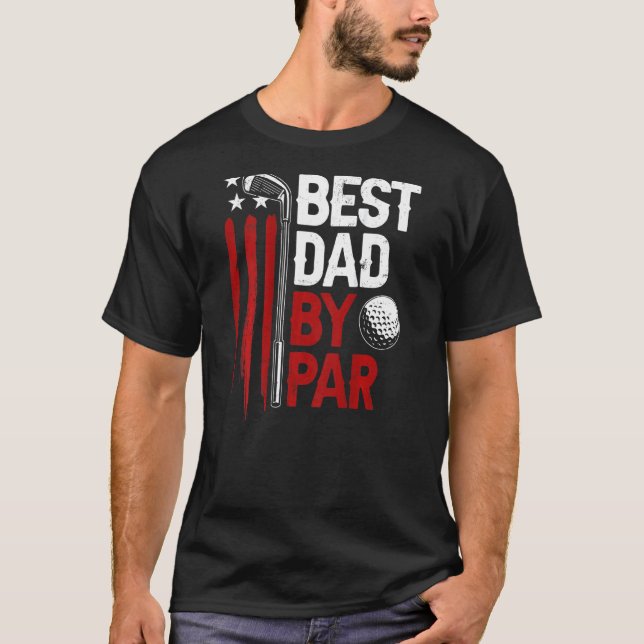 Camiseta Melhor Pai De Golfe Do Par Pai Golfer American Fl (Frente)